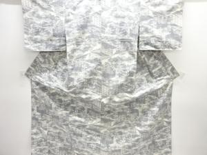 未使用品　垣根模様織り出し手織り紬単衣着物